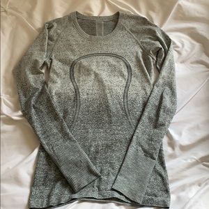 Lululemon Long Sleeve Swiftly white/grey Ombré 6